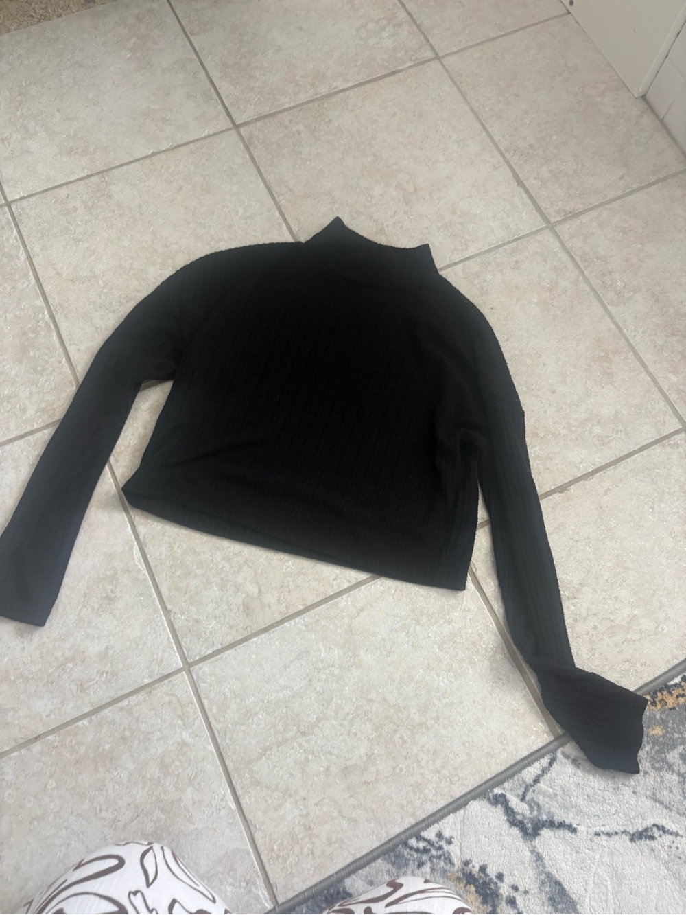 Topshop Black Ribbed Turtleneck Crop Sweater
